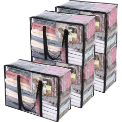 Vieshful Pack of 5 Transparent Plastic Storage Bags, 40 L Organiser Storage Box, Clothes Storage, Moving Boxes for Duvets, Clothes, Bedding, Christmas Wreaths and Quilts