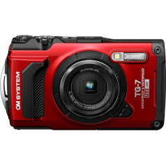 OM SYSTEM Tough TG-7 Red Digital Camera Waterproof Shockproof Underwater Macro Shooting Modes 4K Video 4x Wide Angle Zoom (Successor to Olympus TG-6)