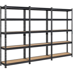 Yaheetech 5-Tier Storage Shelving Unit with Adjustable Shelves, Heavy Duty Shelving Basement Shelving Unit 175 kg per Compartment, 225 x 30 x 153 cm, Black