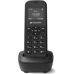 COCOMM DT100 Cordless Phone 4G Volte with SIM and Charging Dock, DECT Format, Bluetooth, for Home Use, Professional Use, Easy to Use, Black