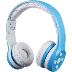 hisonic Children's Bluetooth Headphones, Lightweight Portable Headset with Volume Limit, Adjustable, Built-in Microphone and Two Ports for Sharing (Blue)