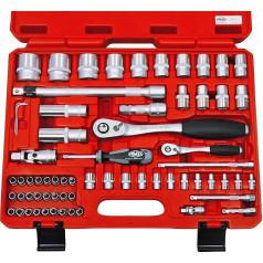 FAMEX 580-16 Mechanic Socket Set with 108 Teeth Fine Tooth Ratchet - Professional Ratchet Box - Locking Mechanics - Bit Inserts