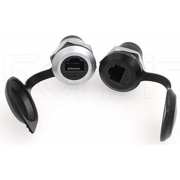 Eonvic RJ45 Cat6 Panel Mount Connector Thread Fixed Mount Coupling Adapter Cat5/5e/6 8P8C Ethernet LAN Cable Anti-Losening Seal Dustproof Cover for Dashboard (2 x Square Cat6)