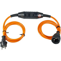 as - Schwabe PRCD-S 45458 Extension Cable with Personal Protection Intermediate Switch, 2 x 1.5 m, DGUV-I 203-006 Compliant, Trigger Time 30 ms, Protective Contact Coupling, IP44, 230V/16A, Made in