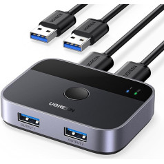 UGREEN USB Switch 2PC 2 in 2 Out 5Gbps USB Switch with 2 x A to A Cable for Keyboard, Mouse, Printer, Hard Drives, Cameras etc.