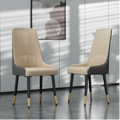 FATIVO Leather Dining Room Chairs, Set of 2, Kitchen Chairs, High Backrest Made of Luxury Faux Leather, Living Room Chairs, Maximum Load 150 kg, Comfortable Upholstered Chair, Dining Chairs for Dining
