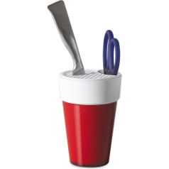 Omada Linea Trendy, Design Polypropylene Knife, 11.5 x 16 cm, Made in Italy, Knife Holder with Practical and Ergonomic Container for the Kitchen, for Main Knives, Linea Trendy, Red Colours