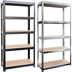 Floordirekt - Heavy Duty Shelving - All Sizes | - Basement Shelving / Storage Shelving Unit with Steel Frame, Each Load Capacity up to 875 kg, 5 Adjustable Shelves (180 x 90 x 45 cm, Black)