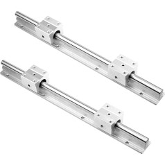 euroharry 2 x SBR20 1200 mm 120 cm Linear Guide Slide Rail Shaft with 4 x SBR20UU Bearing Block 3D Printer CNC Parts Carbon Rich Steel Chrome (2 x 1200 mm, SBR20)