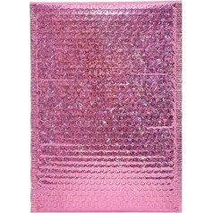WENYOG Versandtaschen 100 Stück Laser-Silber-Versandumschläge, wasserdichte Kuriertasche, gepolsterte Luftpolsterumschläge, Packtasche for den Versand(Rose red,15 * 20cm)