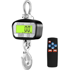 Luocute Digitale Kranskala, 1000 Kg 2200 Lb LCD Hintergrundbeleuchtungskran -Skala Hochgenauige OIML -Stufe 3 mit Aluminiumlegierung der Fernbedienung für die Fischereikonstruktion für