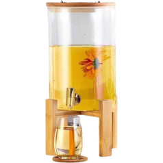 PZOFERLIN Glass Water Dispenser with Tap, Glass Drinks Dispenser with Stainless Steel Tap and Bamboo Wood Stand (11L)