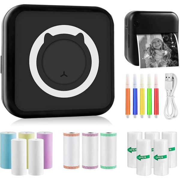 GuKKK Mini Printer, Mobile Photo Printer, Portable Mini Photo Printer, Wireless Photo Printer, Thermal Printer, Smartphone Bluetooth Printer, for Learning Aid, Learning Notes, Journal, Notes, Journal