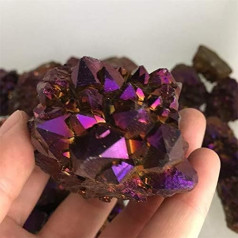 FENRIZ Natural Red Titanium Rainbow Quartz Sample, Natural Stones and Minerals, Raw Stones and Minerals Housewares