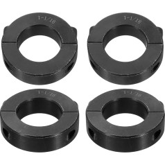 sourcing map 4 x doppelt geteilte Schaftmanschette für 1-1/16-Zoll-Schaft, zweiteiliger Klemmkragen, 4,8 cm Außendurchmesser, 1,27 cm Breite, Schwarzoxid-Stahlschlossklemme, Stellschrauben-Stil