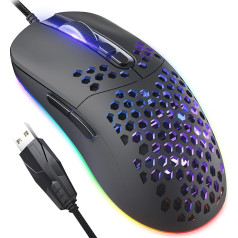 QYD Gaming Mouse with Honeycomb, 7200 DPI Adjustable Lightweight USB Honeycomb Gaming Mice RGB, 7 Programmable Buttons Laptop Computer Ergonomic PC Gamer Gaming Mouse with 1.67 m Braided Cable