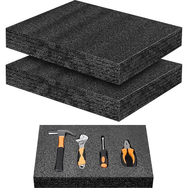 2 x Polyethylen-Schaumstoffplatten, 39 x 30 x 5 cm, stoßfeste Einsätze für Werkzeugkasten, Handwerk und Lagerung