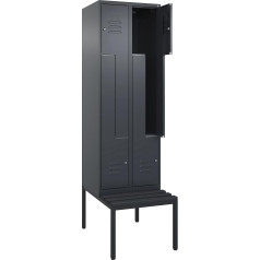 C + P Möbelsysteme C+P | Z-Spind Classic Plus Sitzbank | 2 Abteile | grau | B 600 mm | Zylinderschloss | untergebaut | Kunststoff