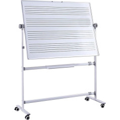Music Staff Mobile Whiteboard 90 x 120 cm - Double Sided Magnetic Board on Wheels for School, Musicians and Home