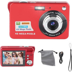 4K Digital Camera, Camera FHD Photo Camera 48MP Vlogging Camera, Anti Shake 8x Zoom Digital Camera with 2.7 Inch LCD Display C3 48 Red