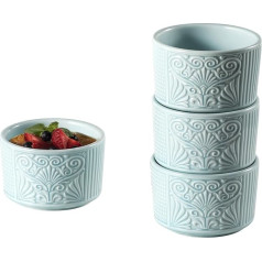 Soufflé Moulds, Set of 4, Ceramic Creme Brulee Bowls, 10 Oz, Small Casserole Dishes for Delicious Condiments, Ragout Fin, and Pudding
