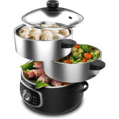 Cecotec Vapovita Steelpot Electric Steamer. Power 1300 W, Stainless Steel Container, 10 L, Adjustable Time, Auto Shut-Off, Easy Cleaning, Special Lid, Healthy Cooking, Safety