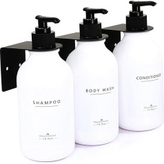 Shampoo- und Spülungsspender, nachfüllbar, weiß, Shampoospender für Duschwand, 3 Kammern, ohne Bohren, Duschseifenspender, Wandmontage, 480 ml, Kunststoff-Duschspender