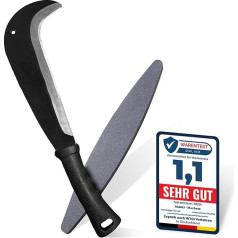ALBAJ Swiss Gertel - Traditional Sharp Machete - Sustainable Sickle 34 cm - Includes Free Whetstone - Environmentally Friendly Hand Crescent