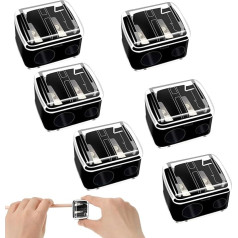 6 Stück Kunststoff-Make-up-Bleistiftspitzer, Hand-Eyeliner, Lippenkonturenstift, Anspitzer, Doppellochspitzer, Kosmetik-manuelles Werkzeug für Lippenkonturenstift, Augenbrauenstift, Eyeliner (schwarz)