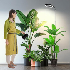 Garpsen Plant Lamp, Full Spectrum 65 Inch Plant Light with 360° Gooseneck, 3 Colour Modes and 5 Dimmable Levels, 6/12/16H Timer, 80 LEDs, Height-Adjustable Grow Lamp for Large Plants
