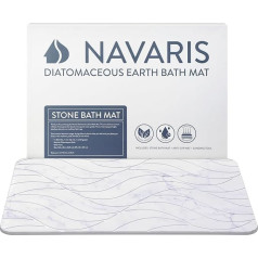Navaris Kieselguhr Bath Mat Non-Slip - Shower Mat Bath Mat Stone Floor Mat - Mat 60 x 39 cm Absorbent Bathroom Mat - White Marbled