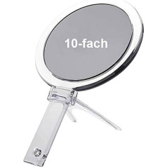 Kosmetex 10x Magnification Handheld Mirror Acrylic with Stand 2 Mirror Surfaces Cosmetic Mirror 10X