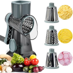 MSIHEY Cheese Grater with Crank, Drum Grater, Juicer, Vegetable Slicer (for Parmesan, Potatoes, Breadcrumbs, Cucumbers, Carrots, Nuts)