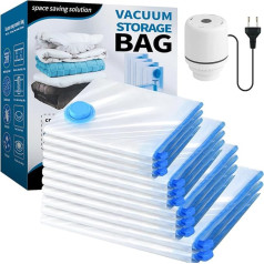 Vacuum Bags for Clothes with Electric Air Pump, 11 Pack (2 Jumbo/3 Large/3 Medium/3 Small), Vacuum Bags for Duvets, Mattresses, Blankets, Pillows, Bedding, Travel, Moving