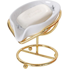 Ceramic Soap Dish, Soap Dish with Drain, Non-Slip Soap Dish Marble, Soap Holder, Soap Dish, Elegant Soap Dish, Self-Draining for Shower, Sink, Bathtub, Kitchen