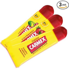 Carmex 3 x 10g Lip Balm with SPF15 - Cherry, Classic and Strawberry Fragrance