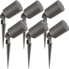 Ledvion - 6 x LED Garden Spotlights, Anthracite, IP65, 5 W, GU10 Socket, 2 m Cable, LED Spotlights, Garden Spotlights