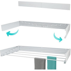 KROMS Clothes Airer XXL Full Colour White 100 cm - 6 m Drying Length - Includes Drilling Template - Clothes Dryer Wall - Space Saving - Clothes Airer Wall Foldable