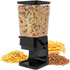 Hovea - Cereal Dispenser with Capacity 5 L - Dispenser for Cereals, Cornflakes, Cereals, Pasta, Dry Food - Dog & Cat Feeder - Kitchen, Breakfast - Black - CR501