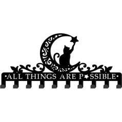 SUPERDANT Moon Cat Key Holder Cat Catches Star Decorative 10 Hooks Key Holder Wall Mounted Entrance Area Key Hanger Umbrella Hook Personalised Key Rack