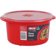 Décor Microsafe Round Container 1.5L | BPA Free | Microwave Bowl | Steam Release | Dishwasher Safe | Red