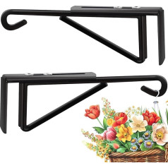 Verstellbare (2,3–7,6 cm) Vinyl-Zaunhaken zum Aufhängen von Pflanzen, über dem Geländer, Zaun, Pflanzenaufhänger im Freien, schwarzer, strapazierfähiger, beschichteter Stahl, Terrassenhaken zum