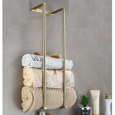 Bathroom Towel Rack for Rolled Towels, Wall Mounted Towel Rack for Bathroom Organization, Stainless Steel Towel Storage Holder, Can Hold Up to 6 Large Bath Towels (Gold)