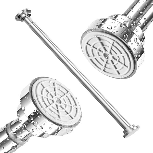 GQC Telescopic Rod Stainless Steel Extendable Shower Curtain Rail No Drilling Curtain Rod for Clamping, Non-Slip Clamping Rod for Curtain, Cabinet, Bathroom, Window, Doors, 45-204 cm