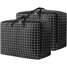 2 Large Storage Bags with Zippers, Duvet Storage Bag, Quilt Clothes Storage Bag for Moving Clothes, Moving Bags (70 x 30 x 50 cm)