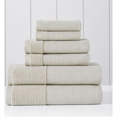 Modern Threads Waffle Rib 6-Piece Towel Set - Premium Cotton Bath Towels Ultra Absorbent & Soft Elegant Waffle Structure for Bathroom & Spa Taupe