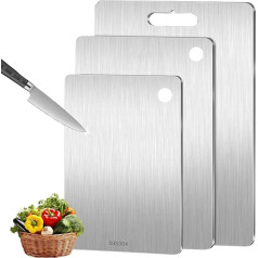 Chopping Board, Kitchen Cutting Boards Stainless Steel Cutting Board Cutting Mat for Meat, Vegetables, Fruits, Prevent Cross Contamination of Different Foods, 3 Pieces