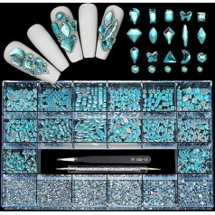 Yzzseven 20 Formen: Unsere 3D-Nagelkunst-Strasssteine sind in 20 verschiedenen Stilen erhältlich und werden Ihrem Handwerk Glanz und Glamour verleihen