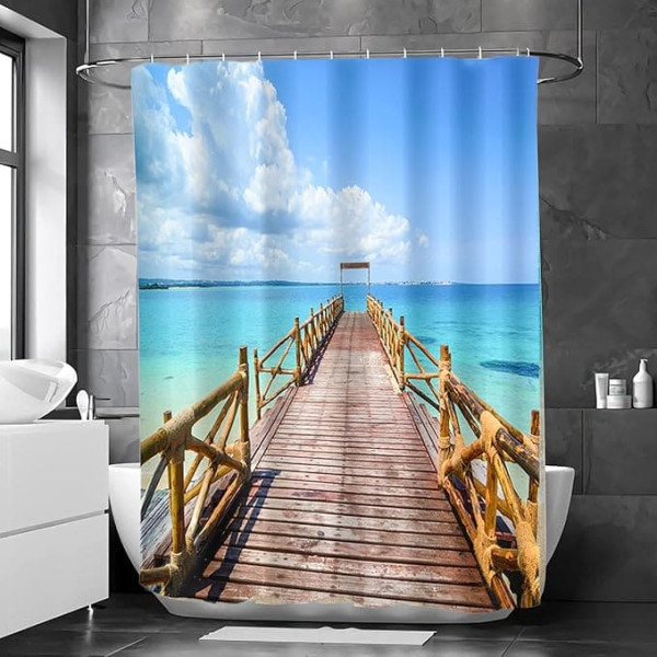 Shower Curtain 180 x 200 cm Anti-Mould Fabric Shower Curtain Washable Shower Curtain Bath and Shower Curtain Textile Shower Curtain Colourful with 12 Hooks