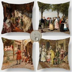Cushion Covers 40 x 40 cm Set of 4 Europe Outdoor Cushions Famous Paintings Sofa Cushion Decorative Pillow Waterproof Decorative Cushion Square Cushion Cover for Garden Furniture Sofa Bed Car Patio